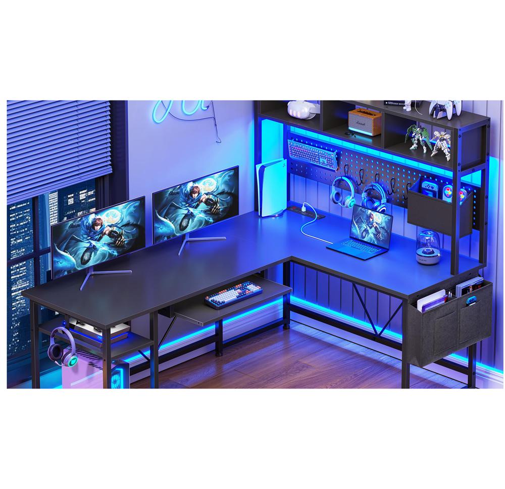 Amazon.com: SEDETA L Shaped Gaming Desk with Hutch, 57.5