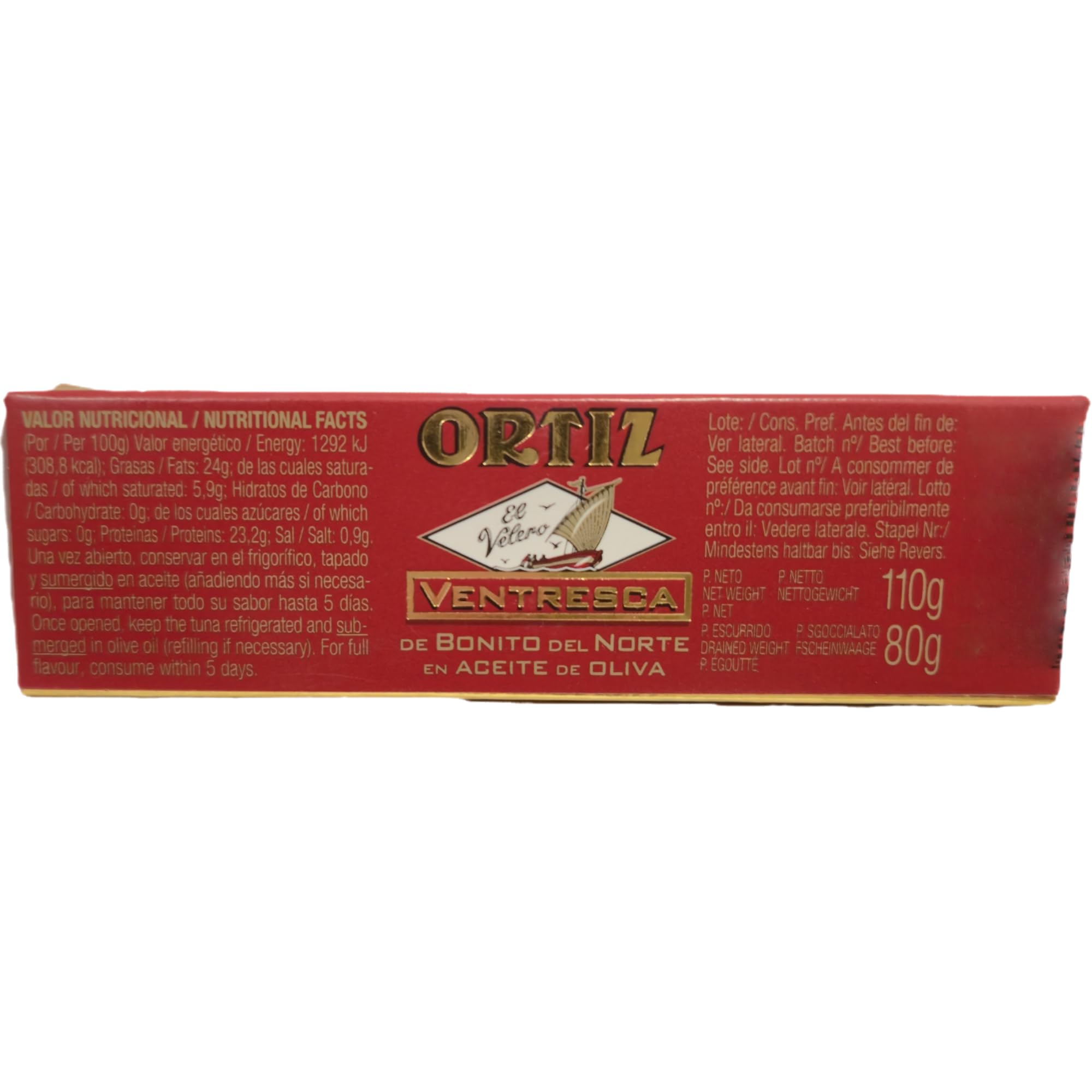 usy Bundle für Conservas Ortiz Ventresca de Bonito del Norte, weißer Thunfischbauch in Olivenöl 3er Pack (3x110g Dose) + usy Block