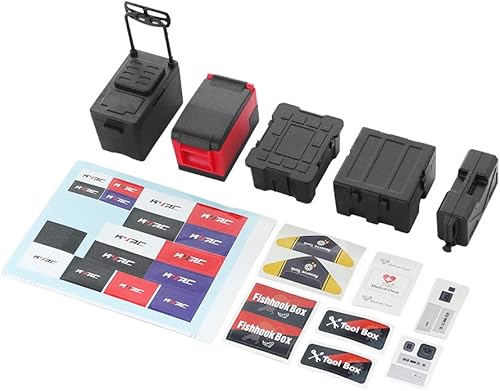 Treehobby Juego de herramientas RC de plástico, caja de pesca, pecho médico, refrigerador, tanque de combustible, funda de herramientas compatible