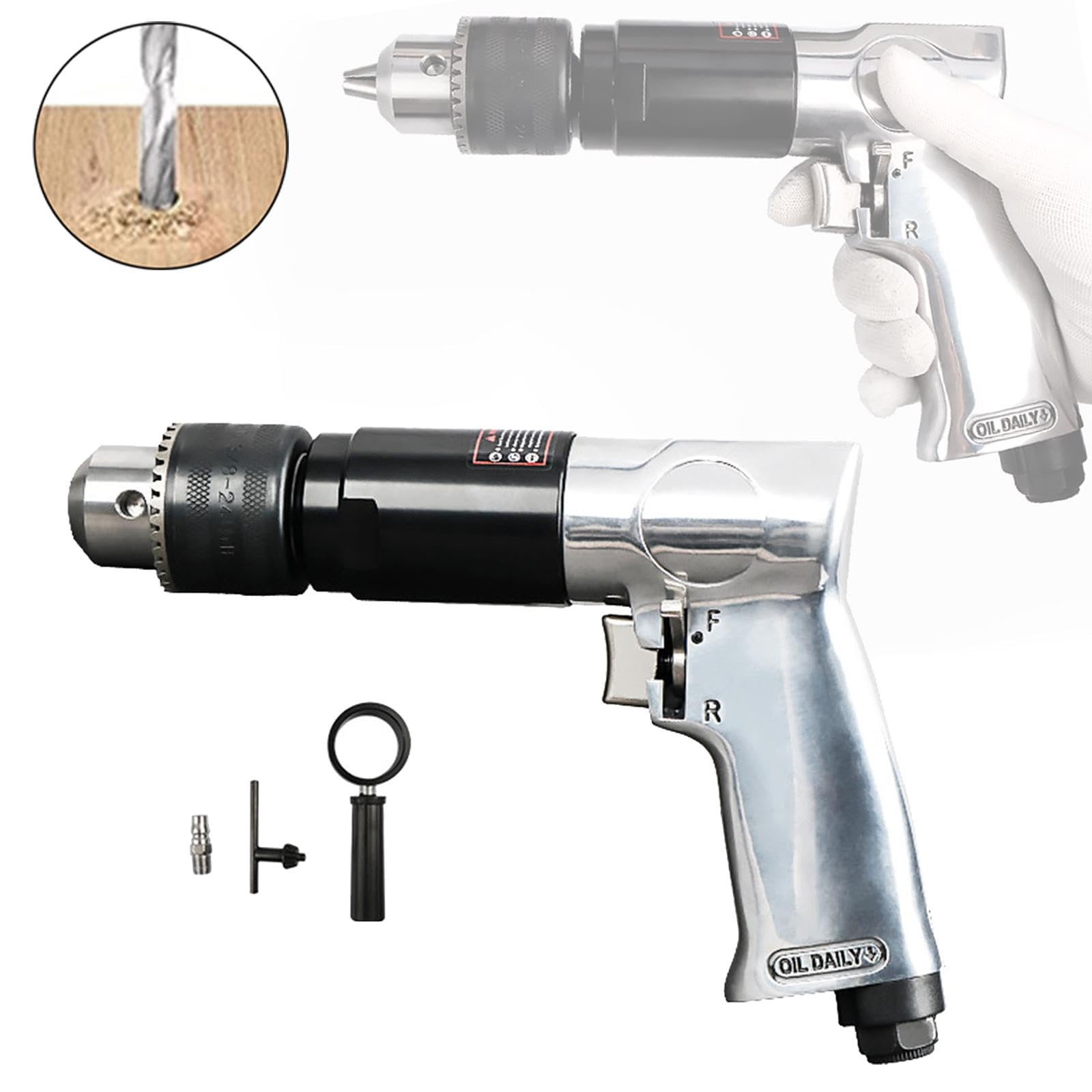 Trapano Pneumatico Da 1/2" con Funzione Reversibile E Connettore per Uso Meccanico