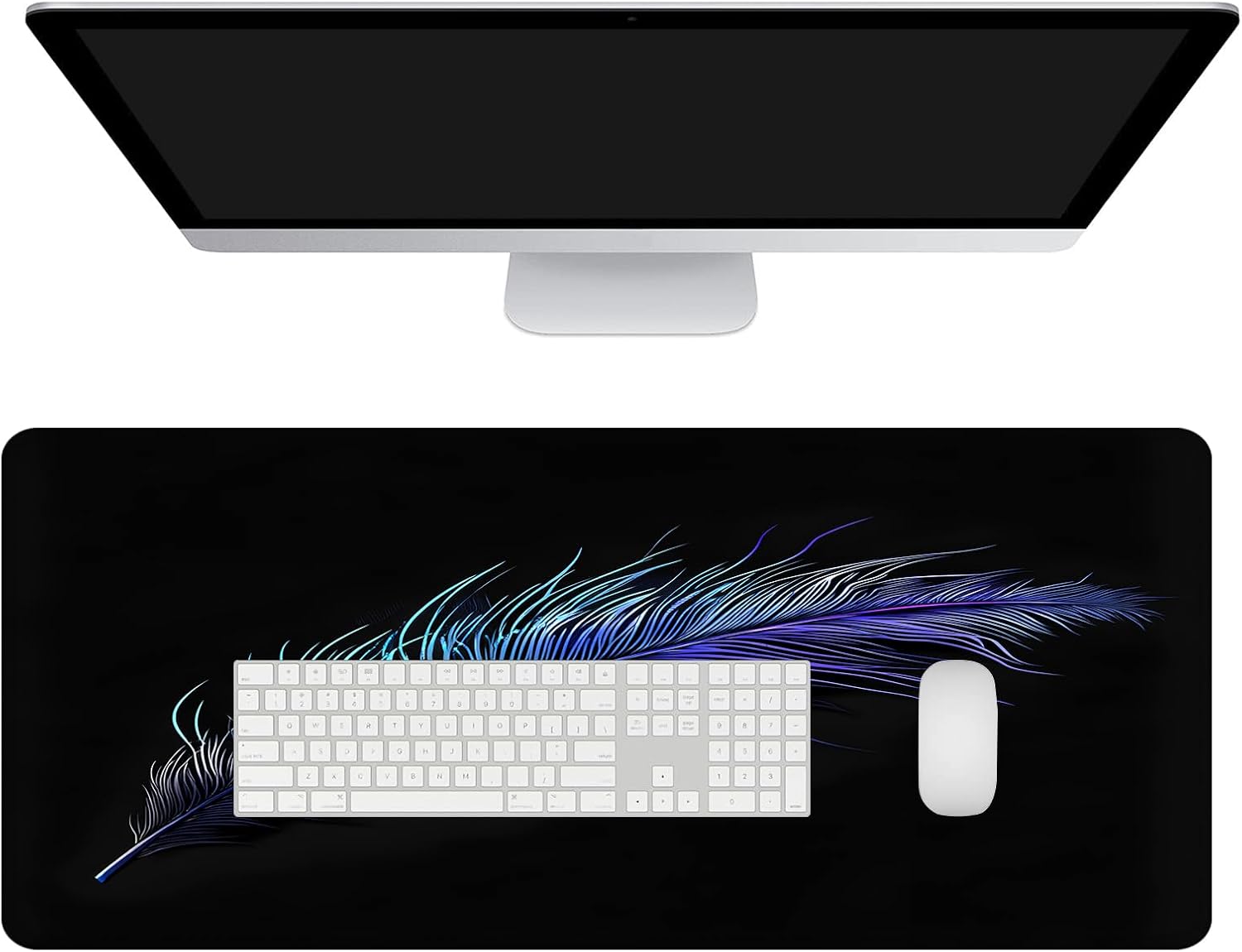 Mrcrypos Large Mouse Pad White Gold Marble Desk Mat for Desktop, Waterproof Desk Pad with Stitched Edges, Computer Keyboard Gaming Mouse Pads for Women Office Home 31.5" x 15.7"