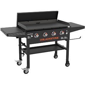 Blackstone 2322 Original 36" Griddle with X-Braced Hood and Omnivore Griddle Plate, Powder Coated Steel, Black
