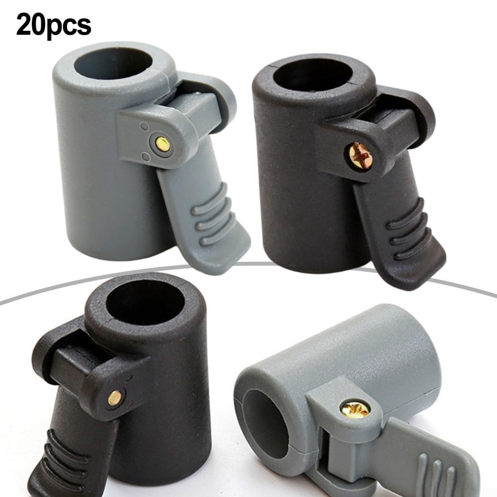 Zeltstangen-Einsteller, 20 Stück, robuster Kunststoff, 16 mm bis 19 mm, verstellbarer Klemmgriff für Zeltvorzeltstange