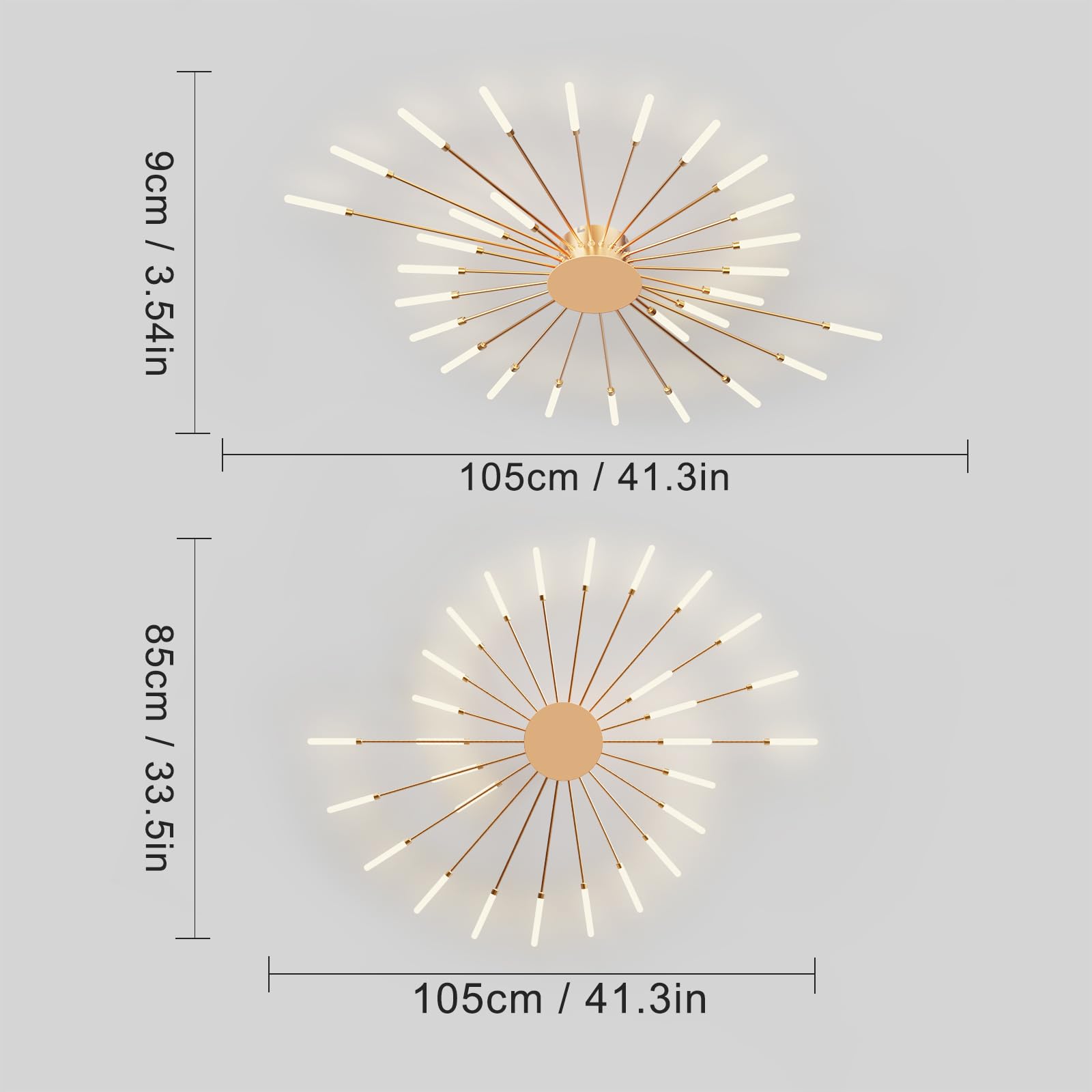 Plafoniera LED Soffitto, Plafoniera Lampada Da Salotto Moderna, Acrilico Lampadario LED Soffitto per Soggiorno Camera Da Letto Cucina Ufficio, Luce Neutra (28 teste, oro)