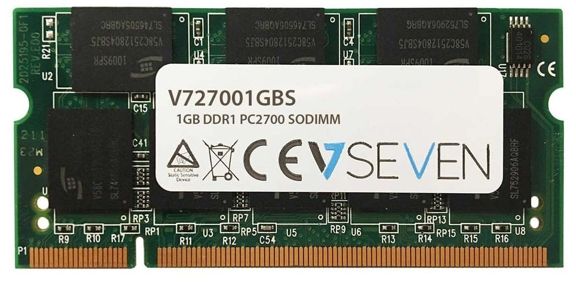 V7 V727001GBS V7 1GB DDR1 PC2700 - 333Mhz 2.5V SO DIMM Notebook Memory Module - V727001GBS