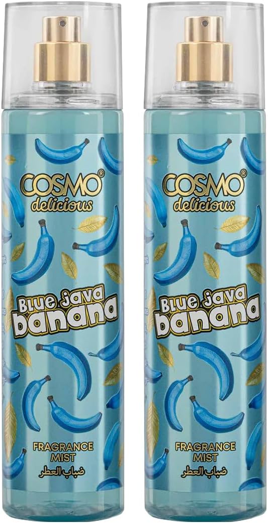 Cosmo Delicious Blue Java Banana Body Mist 250ml Pack Of 2 | Long Lasting Fragrance Mist For Men & Women | Exotic Tropical Creamy Banana's & Vanilla Scent | Perfume Spray | Body Sprays