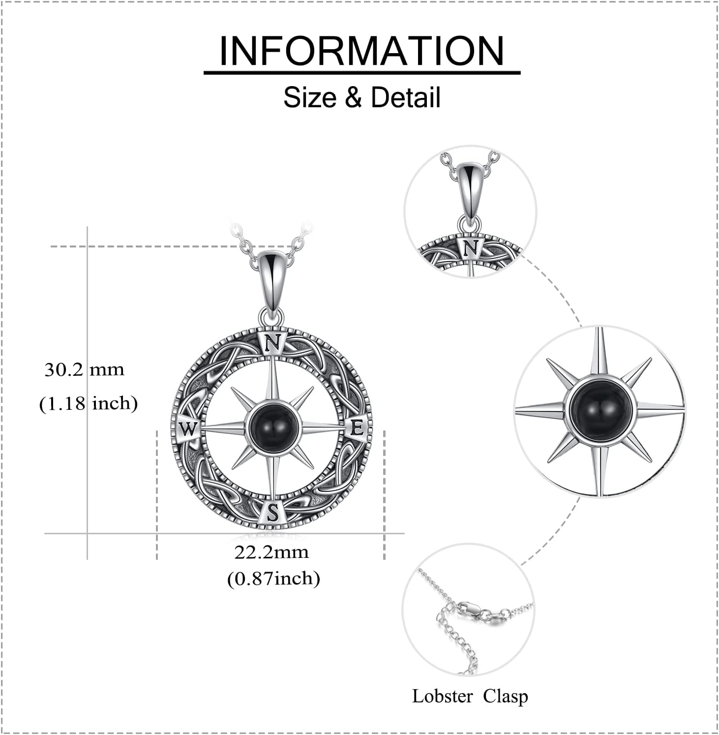 Compass Necklace Sterling Silver Celtic Knot Necklace Graduation Friendship Talisman Travel Necklace Inspirational Graduation Gift Jewelry Gifts for Women Girls - Image 5