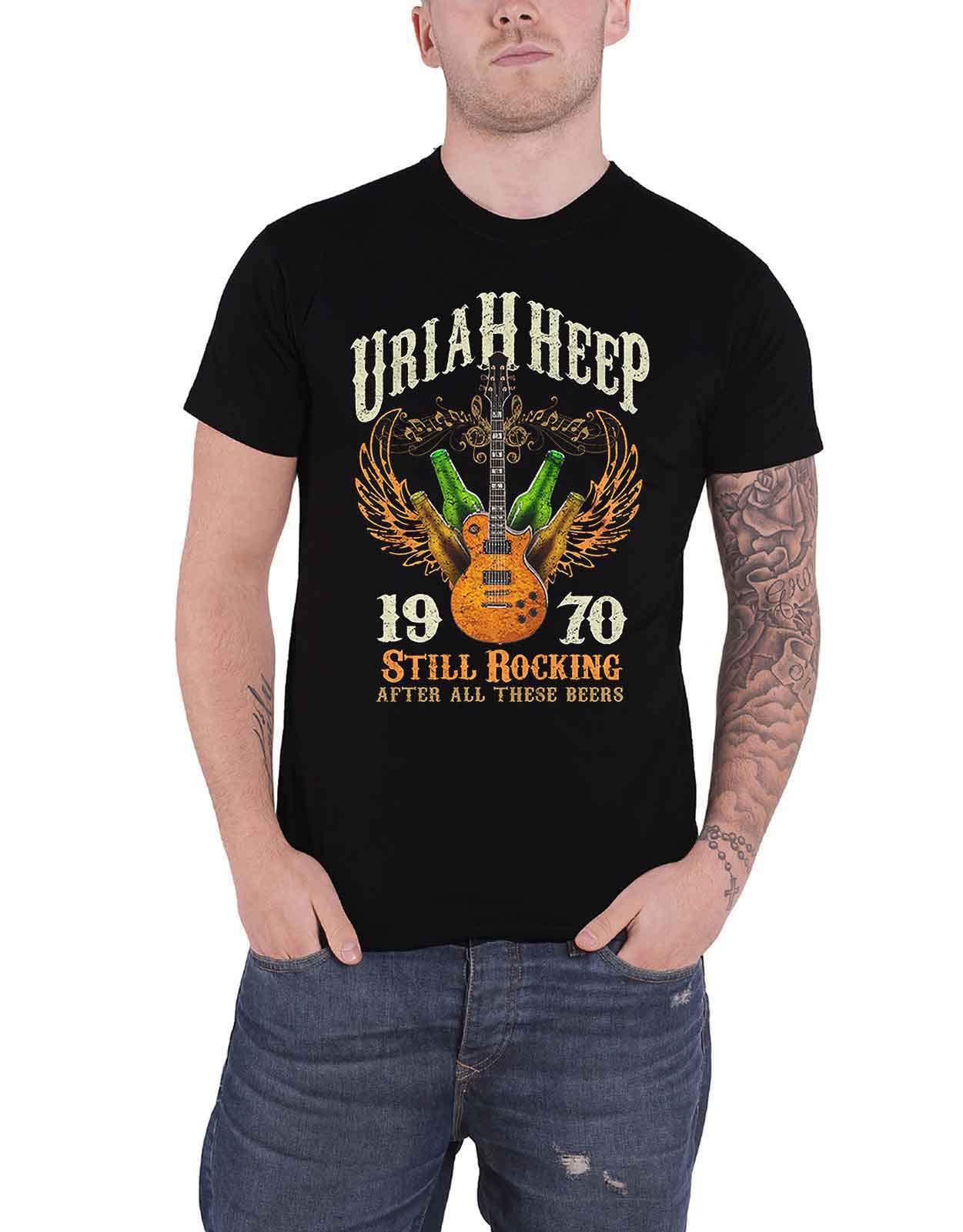 Rock Off Officially Licensed Products Men's Black Uriah Heep Still Rocking T-Shirt