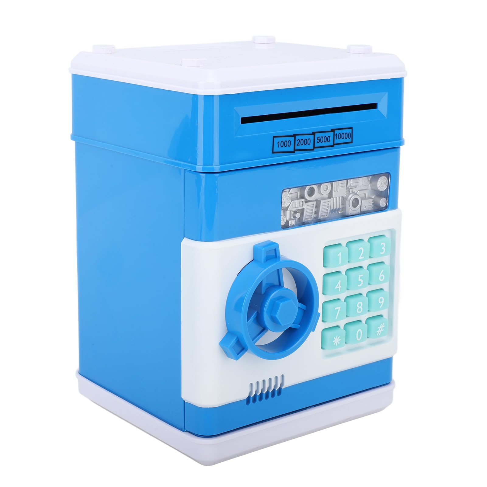 Suliper Electronic Piggy Bank, Code Lock Money Bank with Auto Scroll Cash Safe Box (Blue)