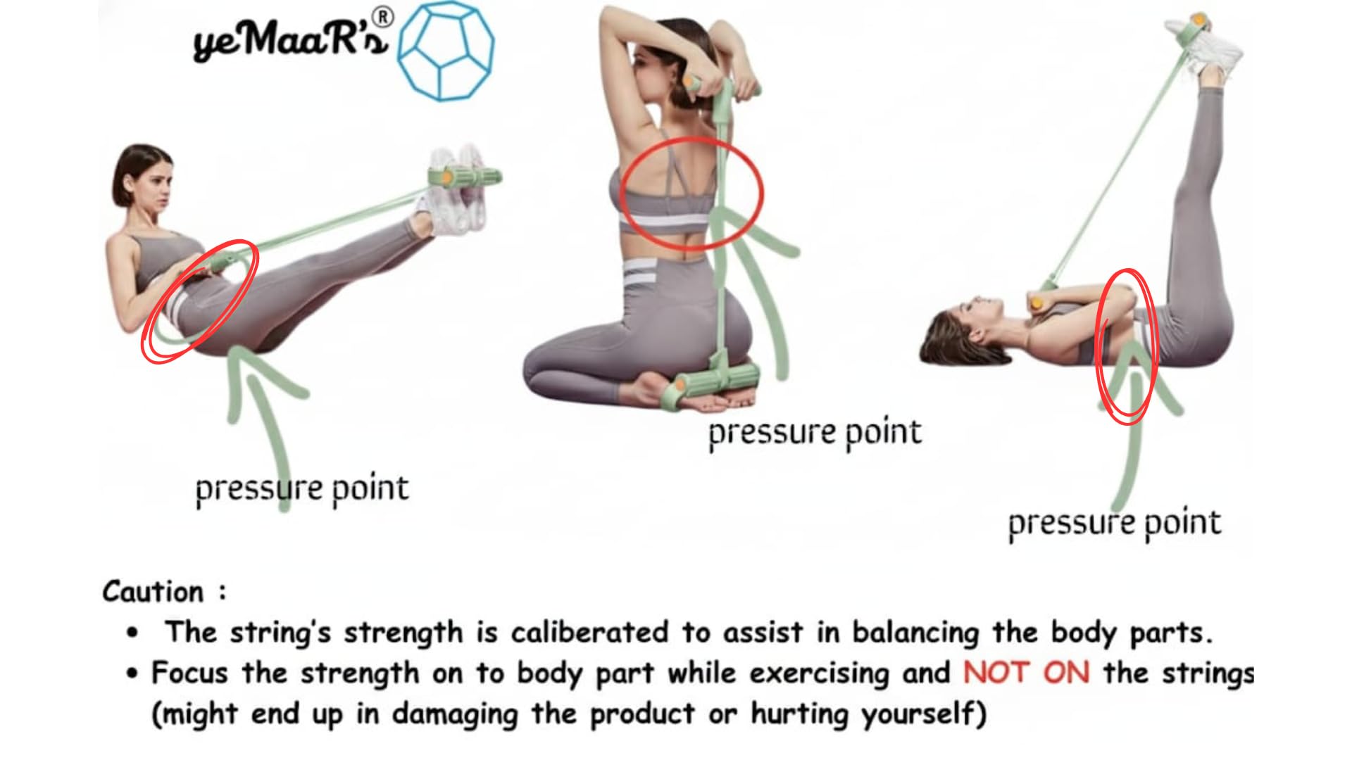 yeMaaR's GreenGrey Tension Rope 6 Tube Elastic Yoga Pedal Puller Fitness Equipment Abdomen Waist Stretching Slimming Tummy Trimmer Home Gym, Ab Exercise Belly Fat Exercise Equipment 1