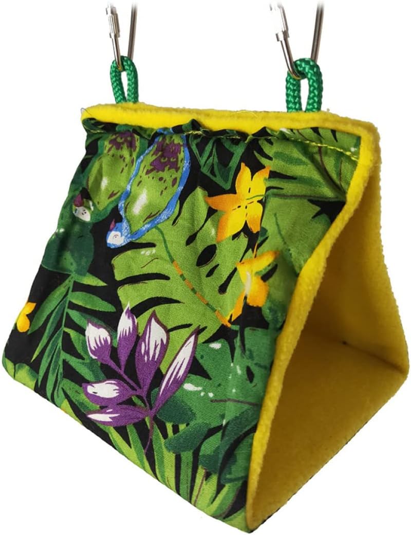 POPETPOP Nido de Pájaro Casa Cama Loro Hamaca- Invierno Cálido Cama Colgante de Felpa con Estampado de Selva Tropical para Hámster Periquitos Periquito Cacatúas Cacatúa Agapornis