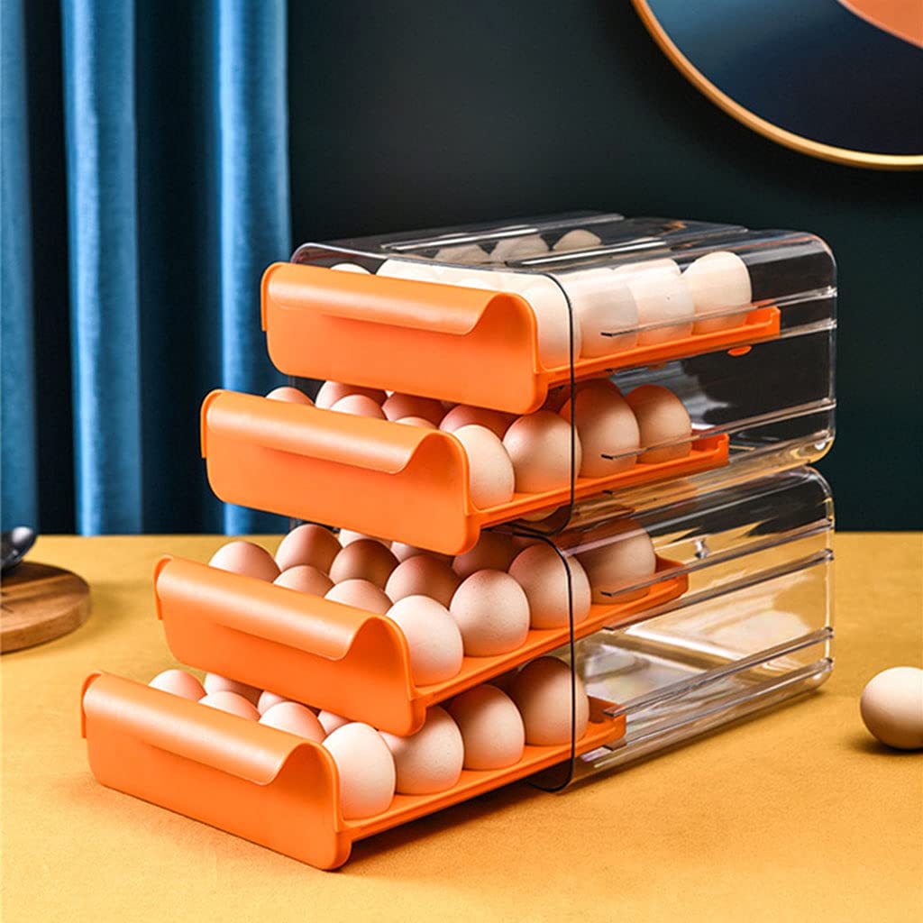 Caja de almacenamiento de huevos apilable para nevera, contenedor organizador de huevos de 2 capas