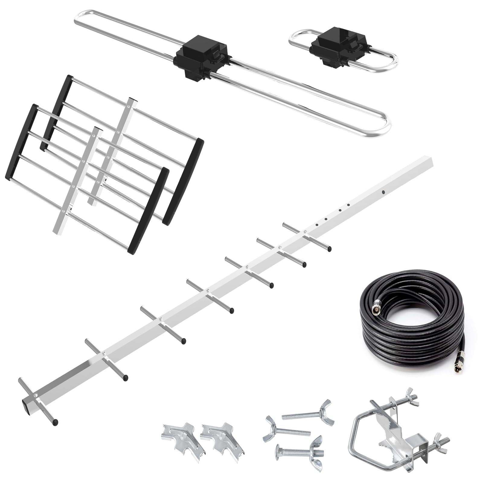 Antenne TV d'extérieur Yagi HD, antenne TV longue portée pour Smart TV avec câble de 10 m et amplificateur intégré offrant un signal supérieur pour votre télévision à domicile