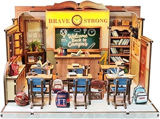 ミニドールハウス家具キット DIY スクールデイズ 教室ビルディングモデル木製組み立て式 ミニハウス 大人向け組み立てキットミニドールハウス 教育用クラフト オーナメント クリエイティブギフト