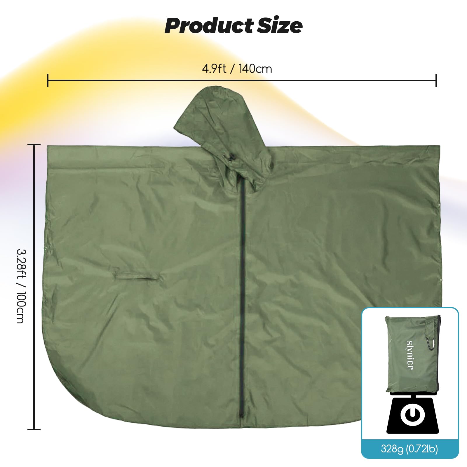 Regenponcho Wasserdicht Wandern Mit ReißVerschluss Leichter 3-In-1 Mehrzweck Regencape Mit Rucksack Atmungsaktiv Poncho Herren Damen Faltbare Regenmantel Hiking