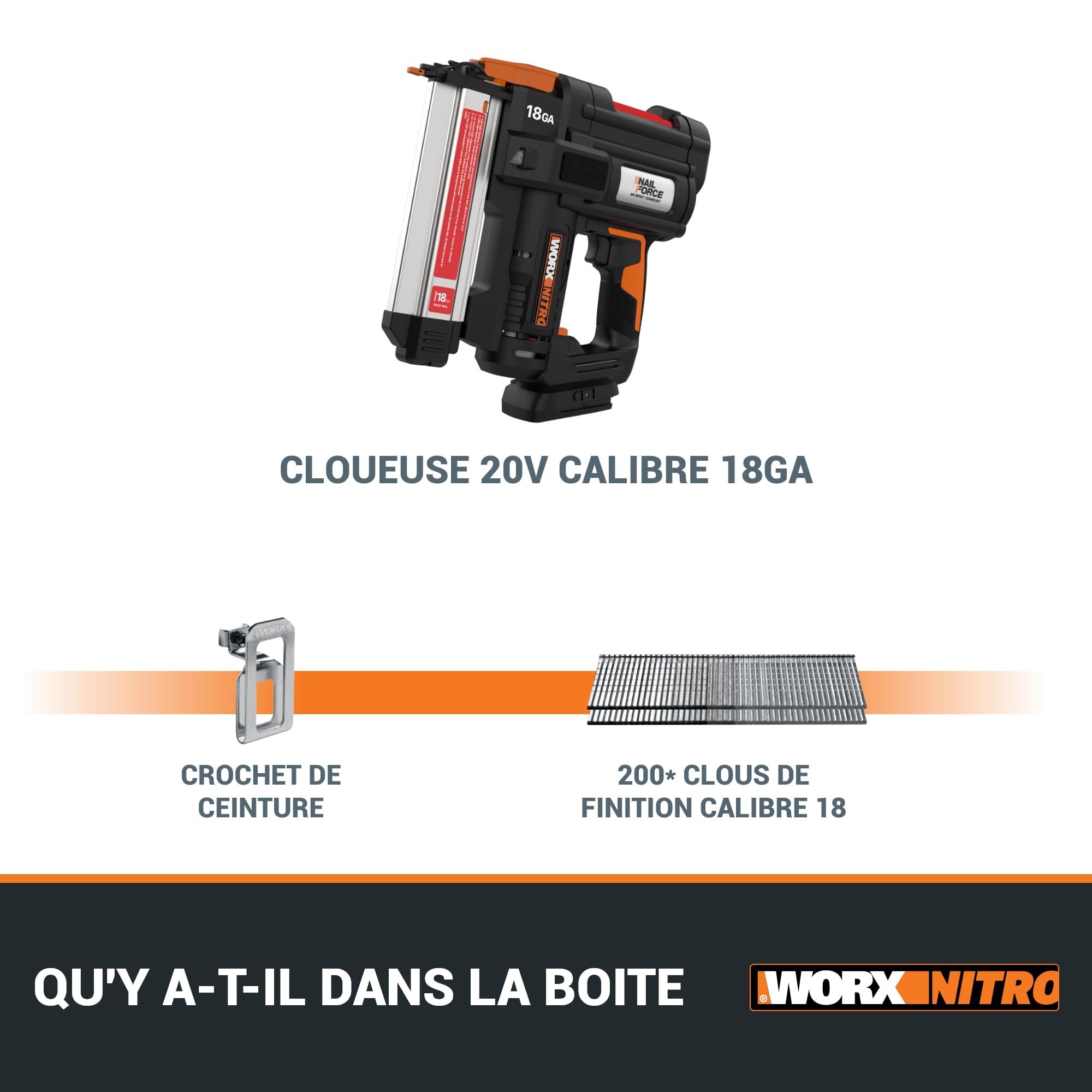 WORX Clavadora a batería 20V - 18GA | PowerShare | WX842