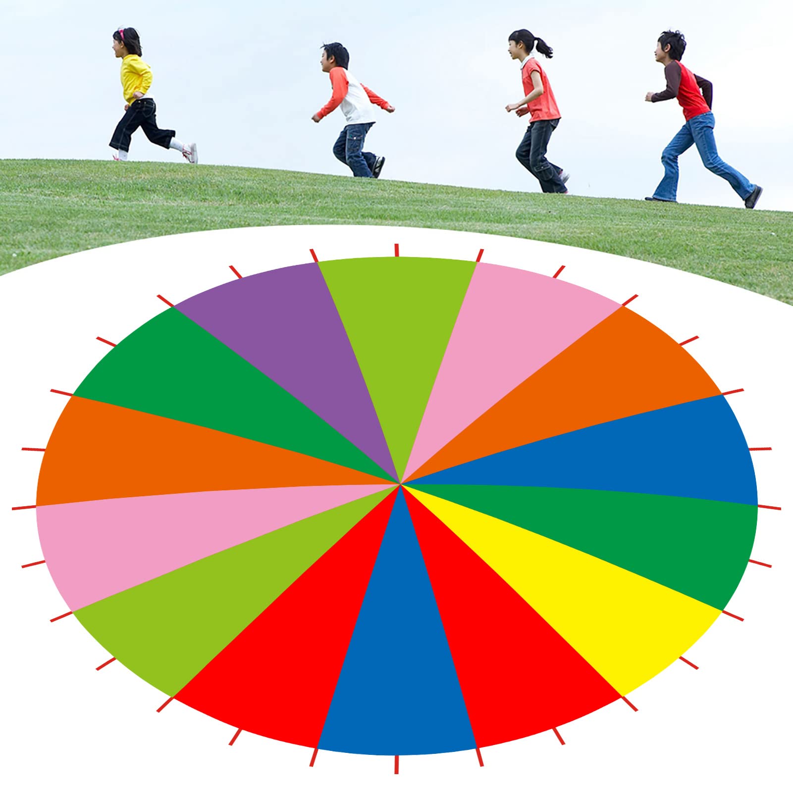 Mehrfarbiger Regenbogen-Fallschirm für – 6 M Langes Outdoor-Spiel für Verbesserte Teamarbeit und Körperliche Entwicklung – Langlebiges Oxford-Stoff-Spielspielzeug für (6M / 19,69ft)