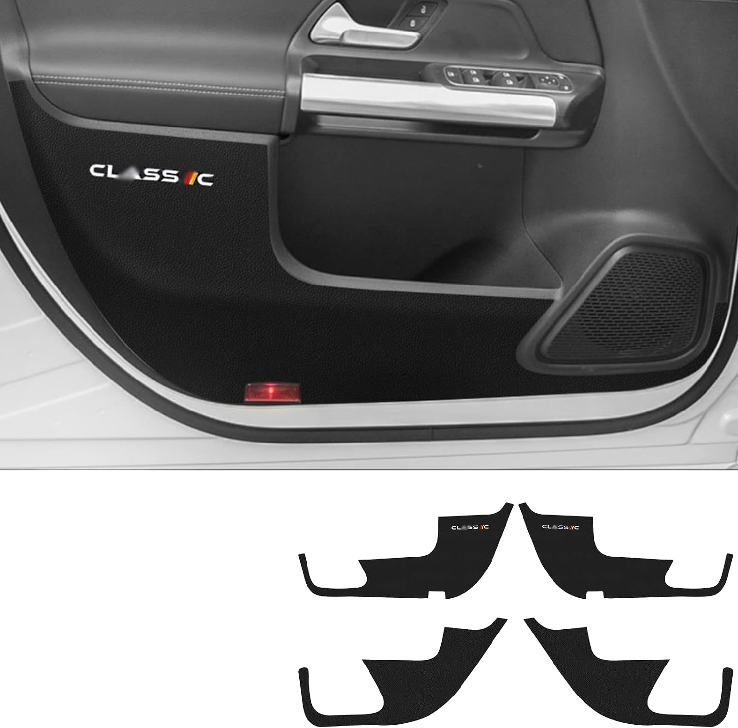 KUNGKIC for Benz GLA 2016-2019 Car Door Anti Kick Pad Protective Stickers Interior Decals Accessories Self-Adhesive Imitation Leather 4 PCS