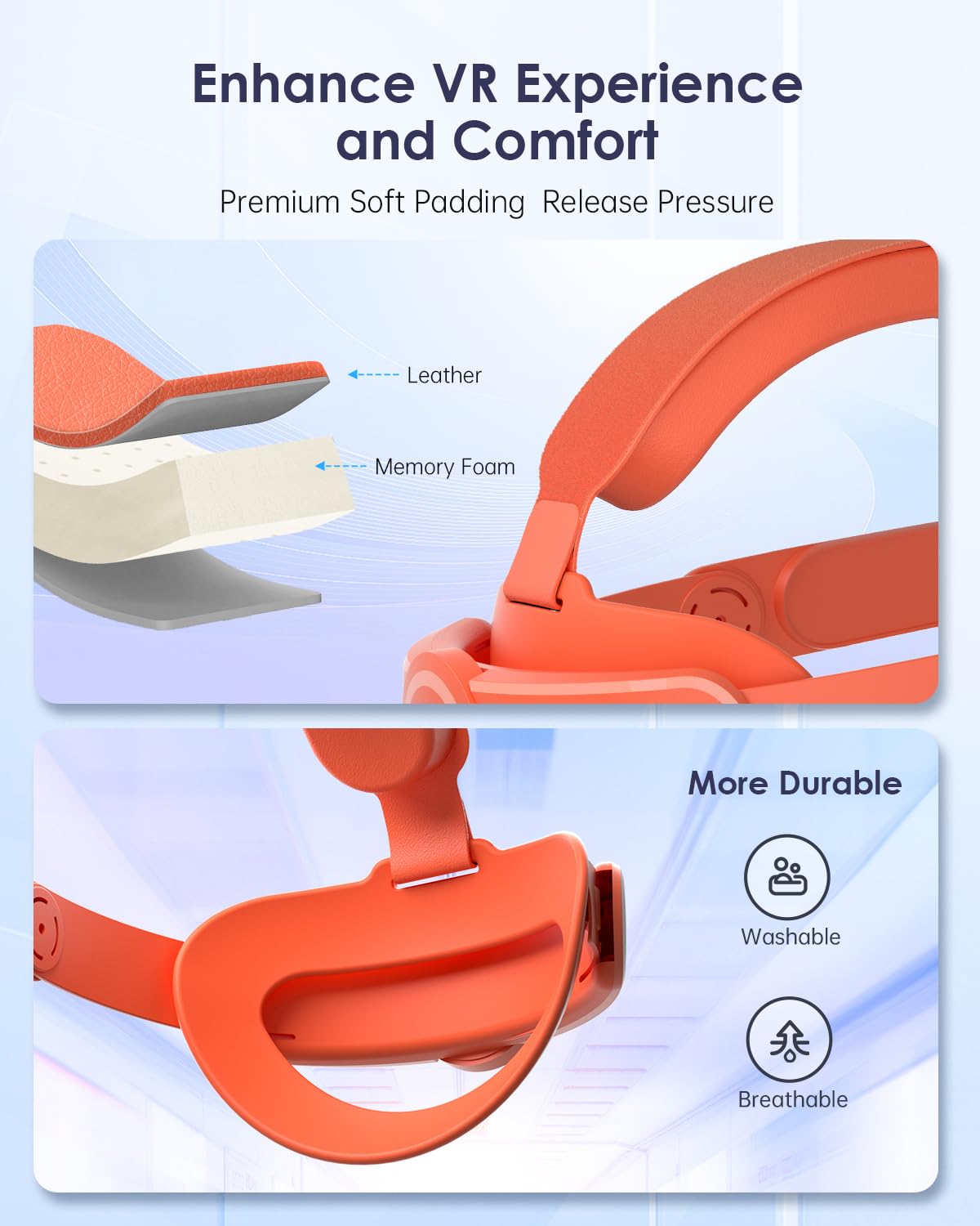 Sangles Compatibles pour Quest 3S pour Quest 3 Serre Tête pour Serre Tête pour Quest 3S Accessoires pour Quest 3 Accessoires VR Solides et Confortables Sangles Elite - Orange Sanguine