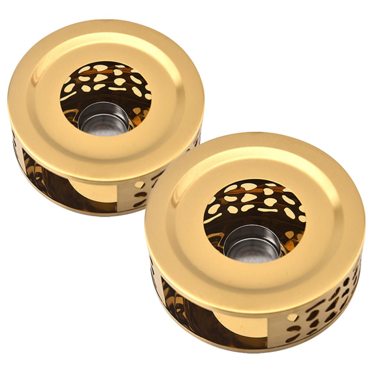 Calentador de té de acero inoxidable Luxshiny con base para vela pack de 2 unidades para camping