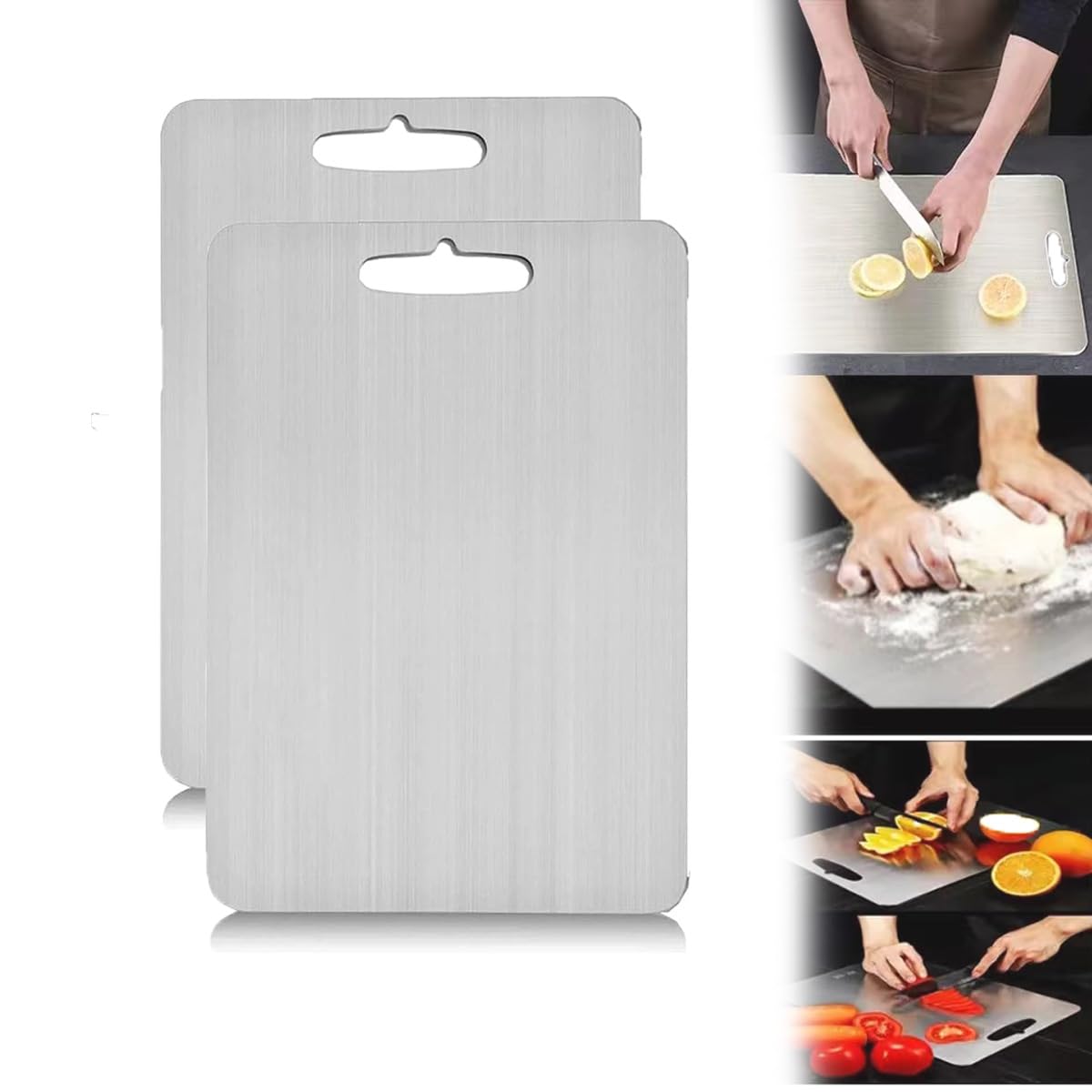 Tabla De Cortar De Titanio De Doble Cara De Primera Calidad Con Superficie De Acero Inoxidable Antibacteriana 98750678