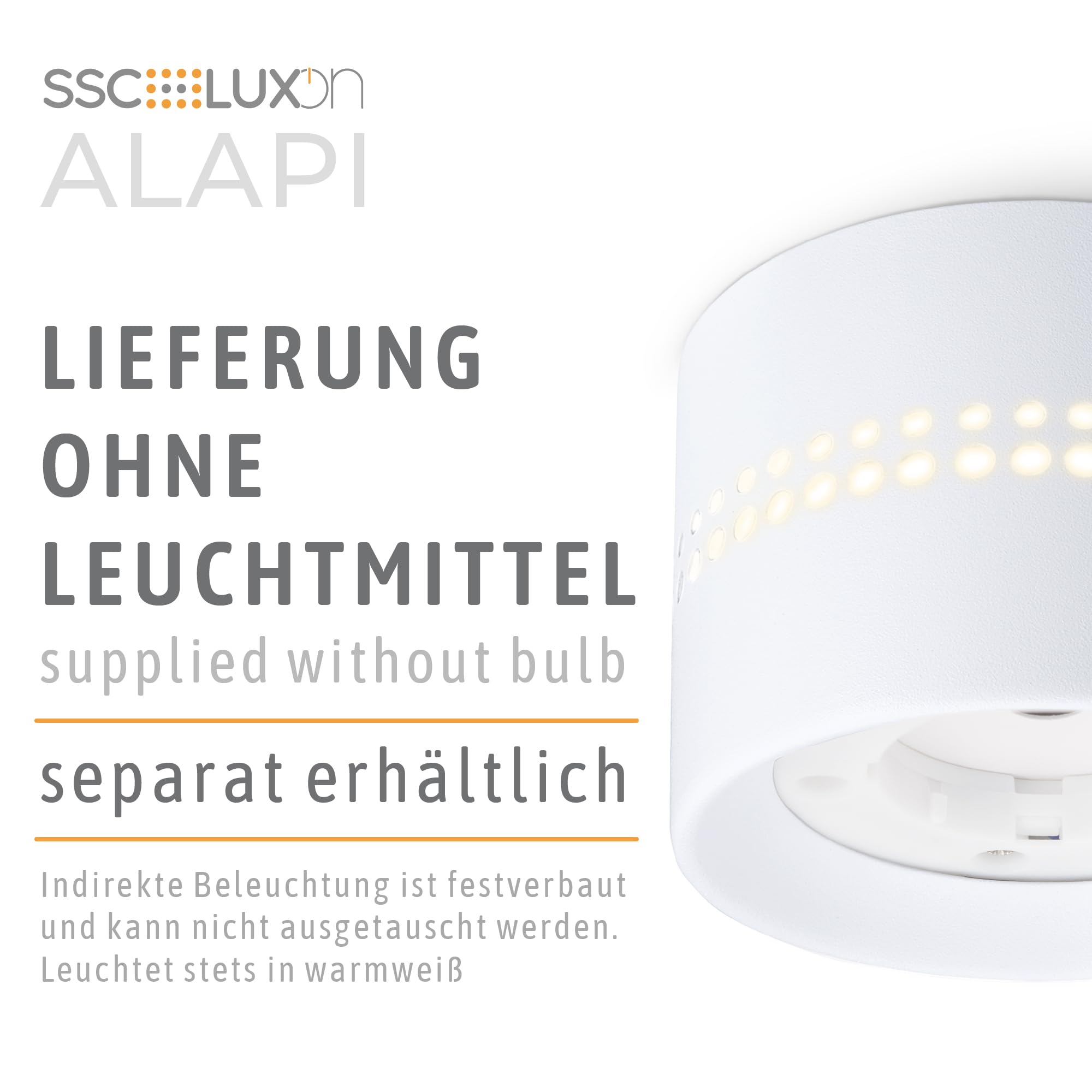 SSC-LUXon ALAPI Deckenspot weiß rund 4 Stück für GX53 Leuchtmittel 230V- Aufputz Leuchte LED mit indirekter Beleuchtung Decke