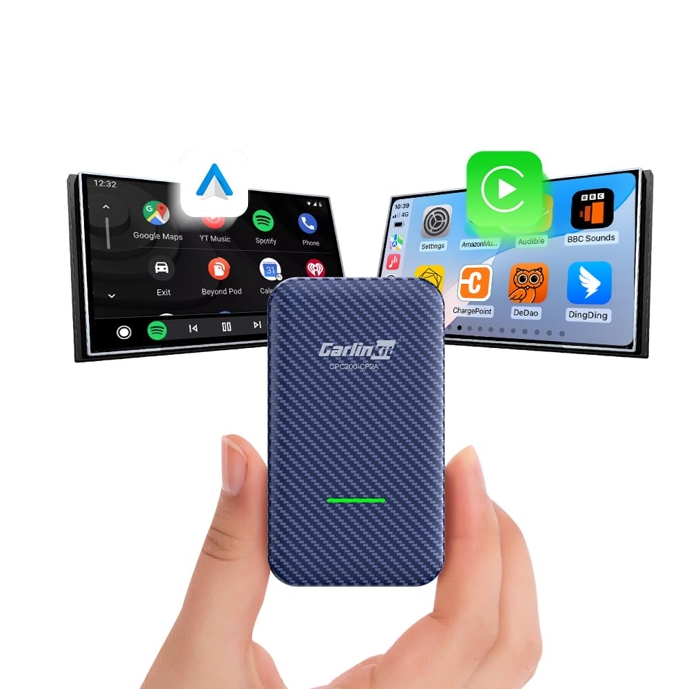 Carlinkit CP2A CarPlay to Android Auto Adapter, 3-in-1 Wireless Apple CarPlay/Android Auto Dongle, Esay to Hide, Stable Connetion, Work with USB-A/Type-C Port (New Generation)