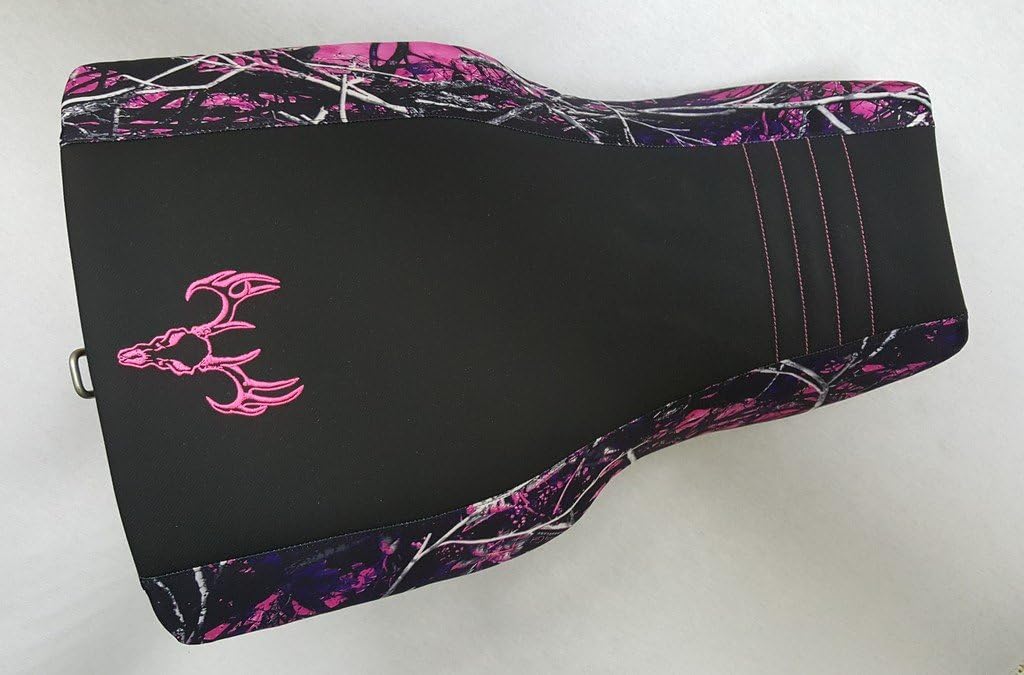 Polaris Sportsman 335-800 seat Cover 2005-present(Except 570) - Black Gripper/Muddy Girl Sides Deer Emblem and Stitch Pink