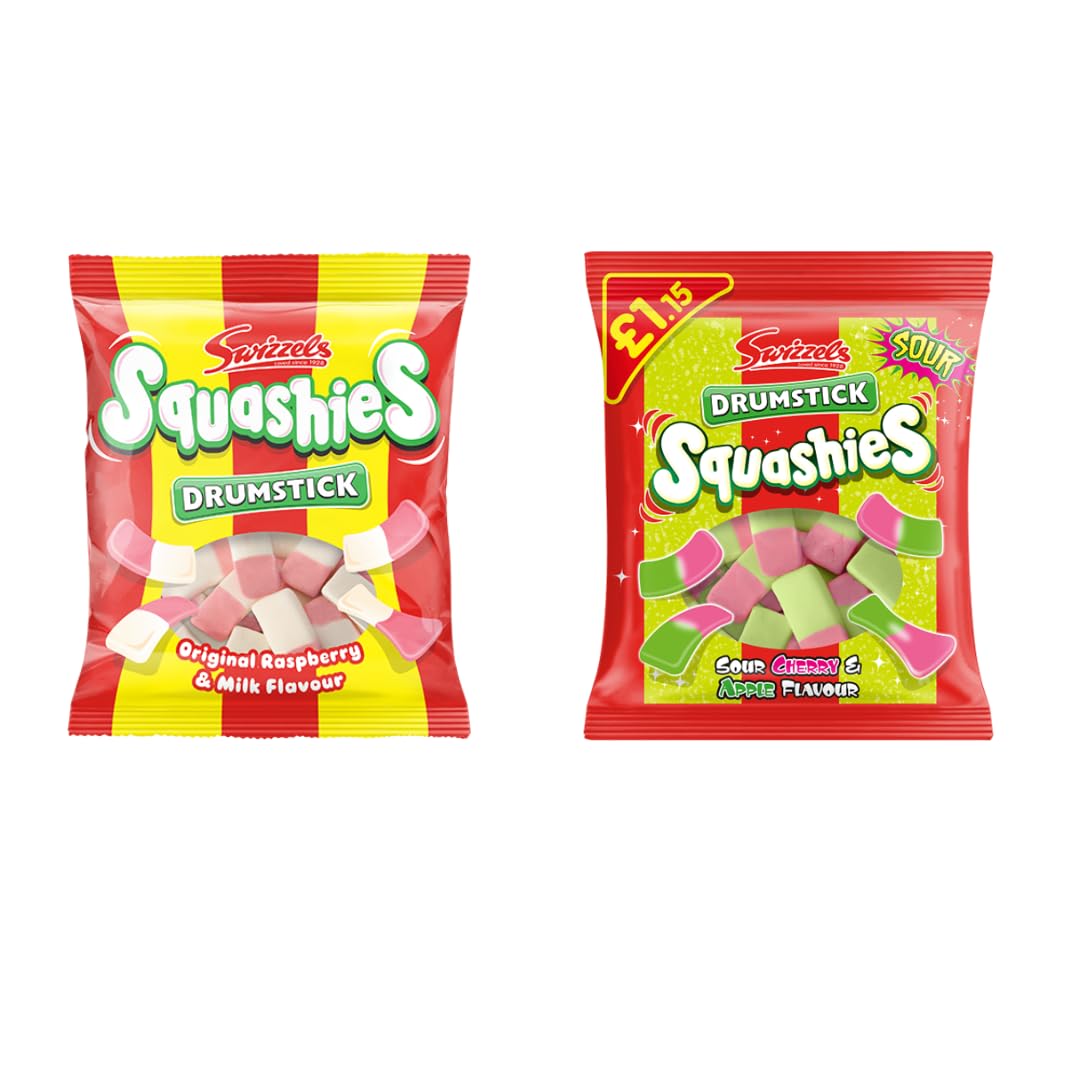 Squashie Drumstick Soft Candy Chews – 2-Pack BUNDLE | Vareity of flavours | Imported from UK – Pick Your Favorite Flavours (Squashie Drumstick Soft Candy Chews – Cherry & Apple + Original – 2 Pack – Imported from UK)