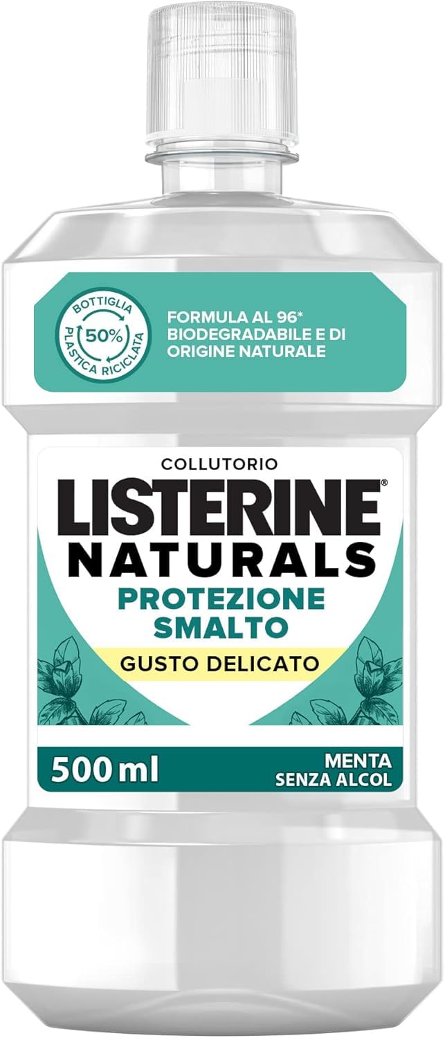 LISTERINE Naturals, Collutorio, Protezione Smalto, Gusto Delicato, 500 ml Protezione Smalto 500 ml (Confezione da 1)