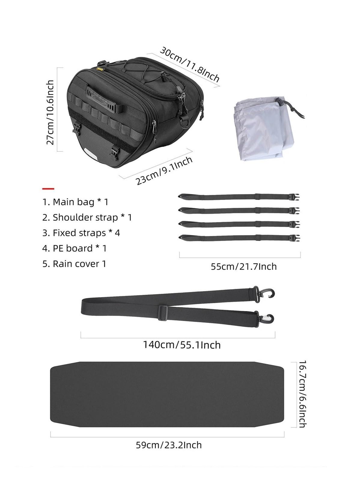 Borsa Moto Borsa Tunnel Moto Adatta Scooter/motore Sotto L'osso 15 Litri Impermeabile Copertura Antipioggia Sedile Posteriore Selle Moto Bagagli