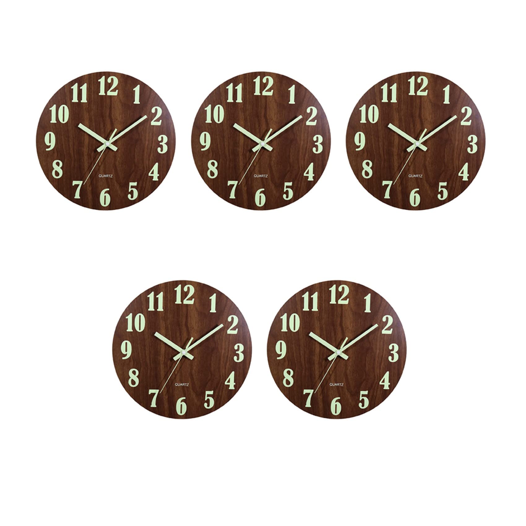 Hndhbfgrt 5X Wall Clock,12 Inch Wooden Silent Non-Ticking Kitchen Wall Clocks for Indoor/Outdoor Living Room