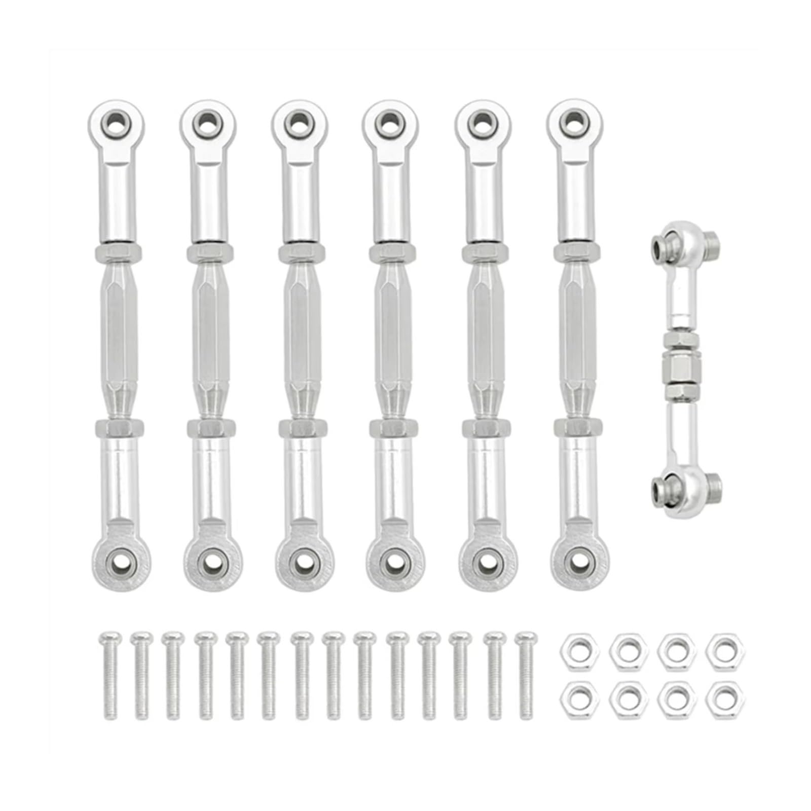 Rc Special Connecting Rod for Slash for Vxl for Stampede for Hoss 2wd 1/10 Metal Camber Link Rod Linkage Set Sivler RC Car Parts and Accessories Upgrade Replacement Use