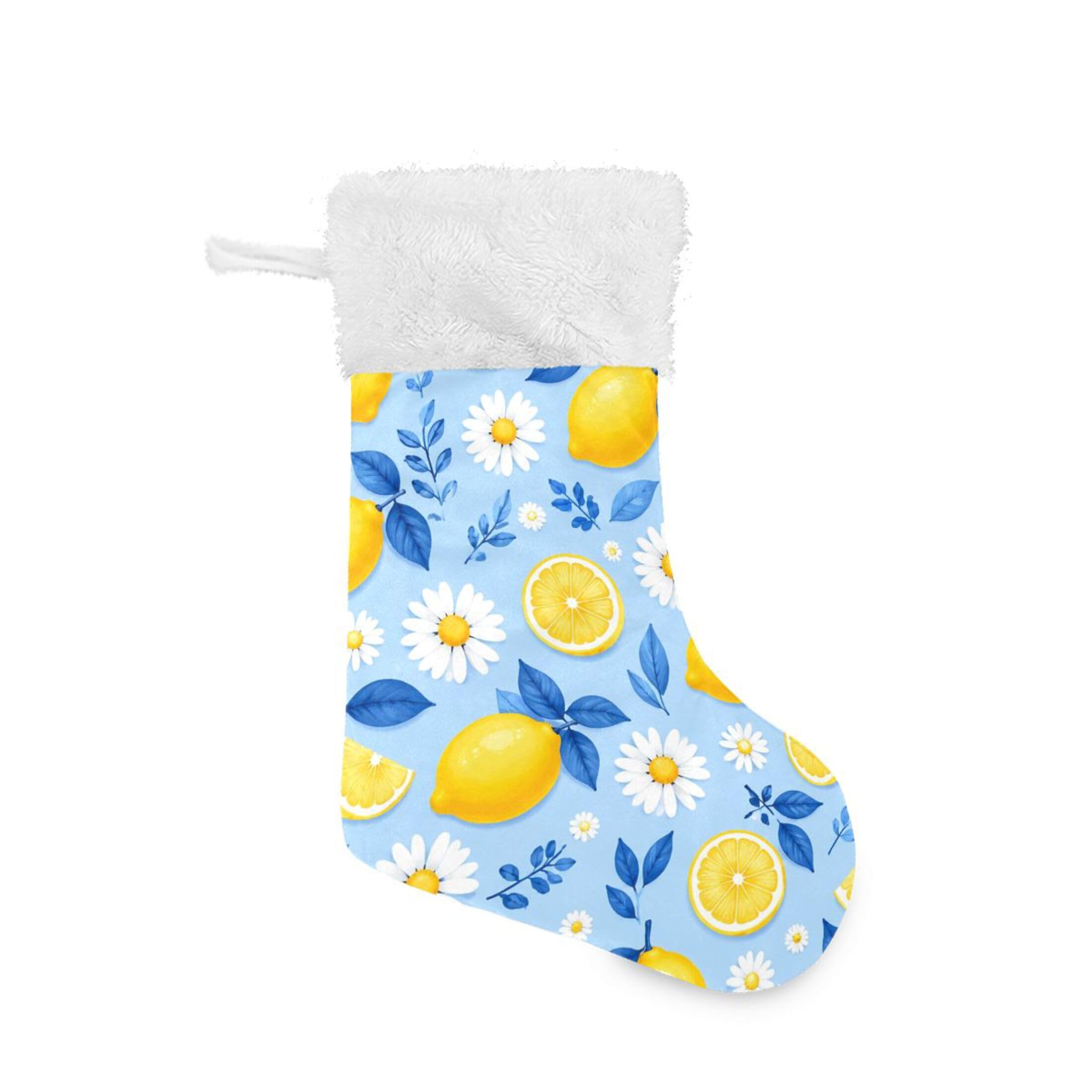 Fuauuyl Lemons Christmas Stocking 18 In Xmas Hanging Stocking with Plush Cuff for Family Holiday Party Fireplace Decorations, 1 Pack