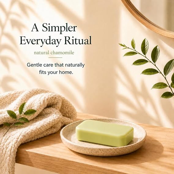 Hypoallergenic Organic Baby Soap Bar - Chamomile & Green Tea Oil - Gentle Cleansing Body Wash for Sensitive Skin | Babies, Toddlers, and Kids | 7 Bars
