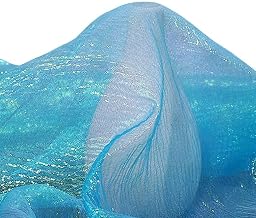 1.4M*1M Iridescent Organza Fabric Lake Blue Iridescent Holographic Gauze Fabric