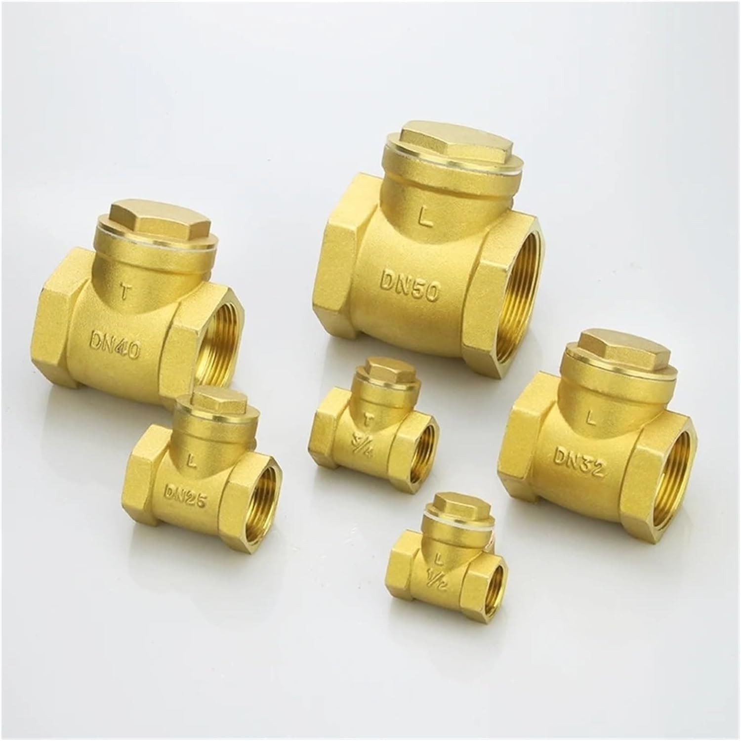 1PCS 1/2" 3/4" 1" 2" Horizontal Brass Thread Check Valve Brass Internal Thread Check Valve(1-1/4")