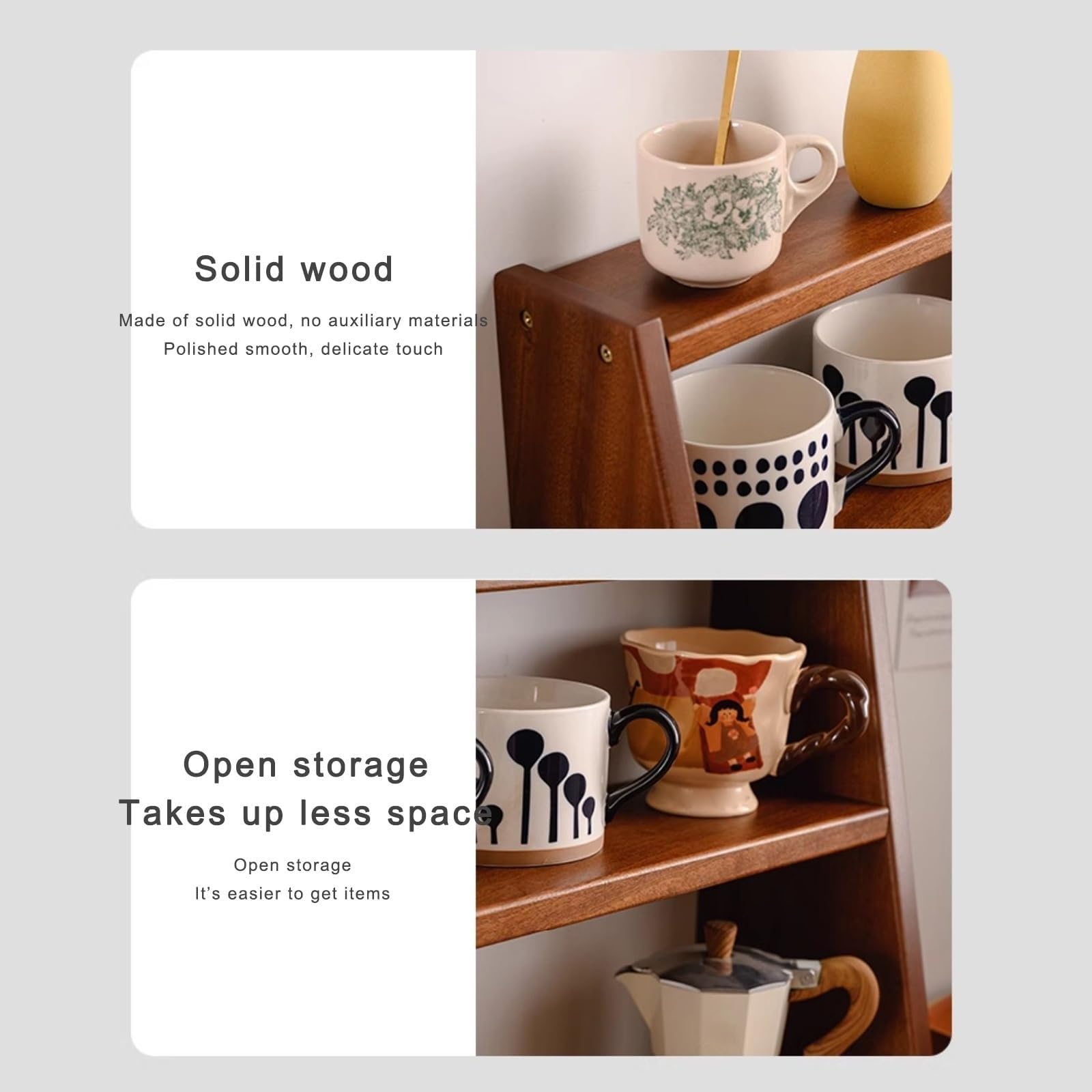 Generisch Tassenablage, Tischregal aus Holz – Mehrzweck-Kaffeebecherhalter und Gewürzorganizer für Küche und Esszimmer – Tischaufsteller (49 x 19 x 39 cm)