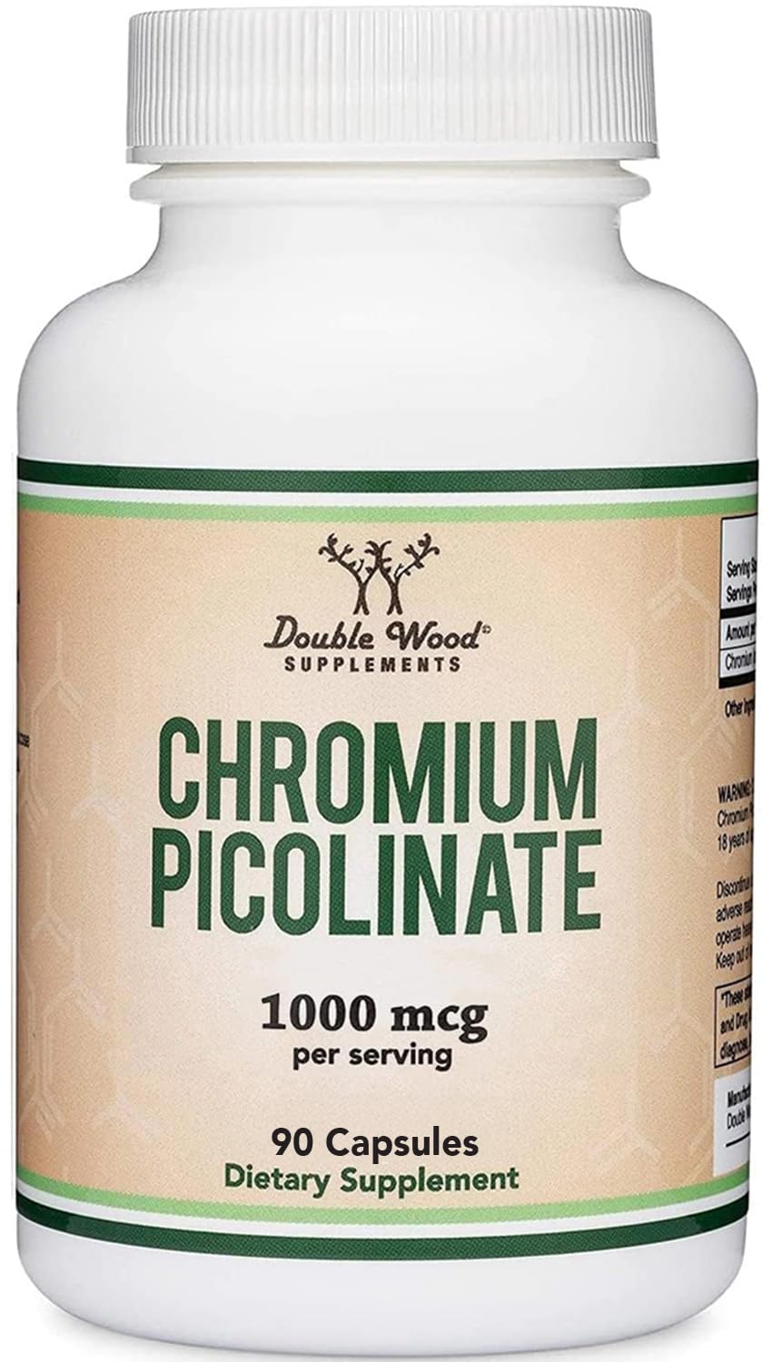Chromium Picolinate 1000mcg, Curb Cravings & Wellness Support, 90 Caps 90 Count (Pack of 1)