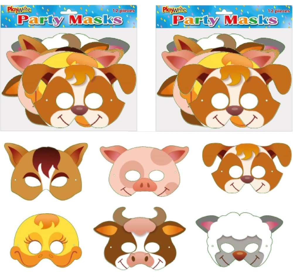 MustBeBonkers Cardboard Face Masks (Farm, 36)