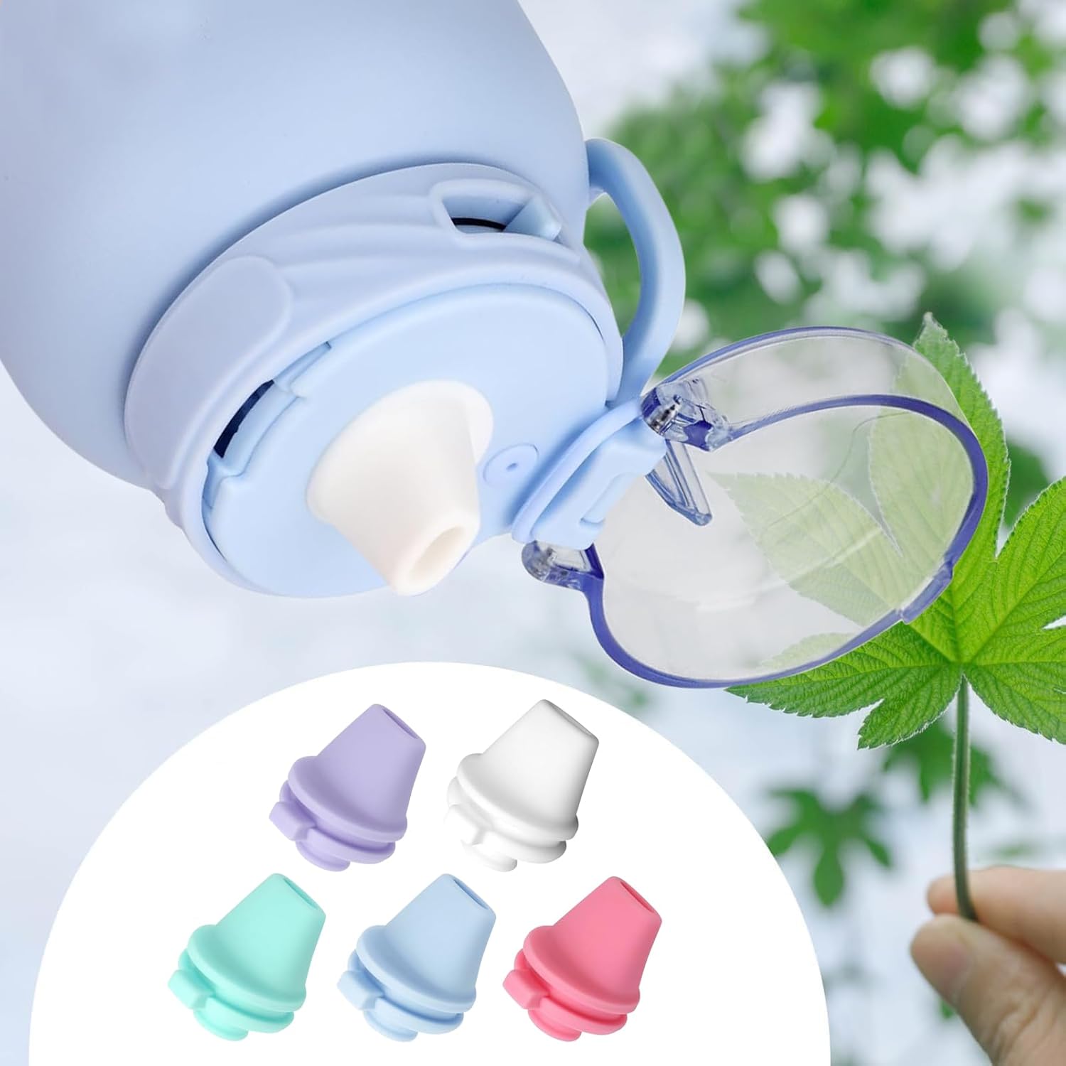 5 Pack Bite Valve Replacement Compatible with Ello Cooper 18/22/32/40oz Water Bottle Accessories – Silicone Spout Mouthpiece, Easy Lid Replacement Parts - Image 2