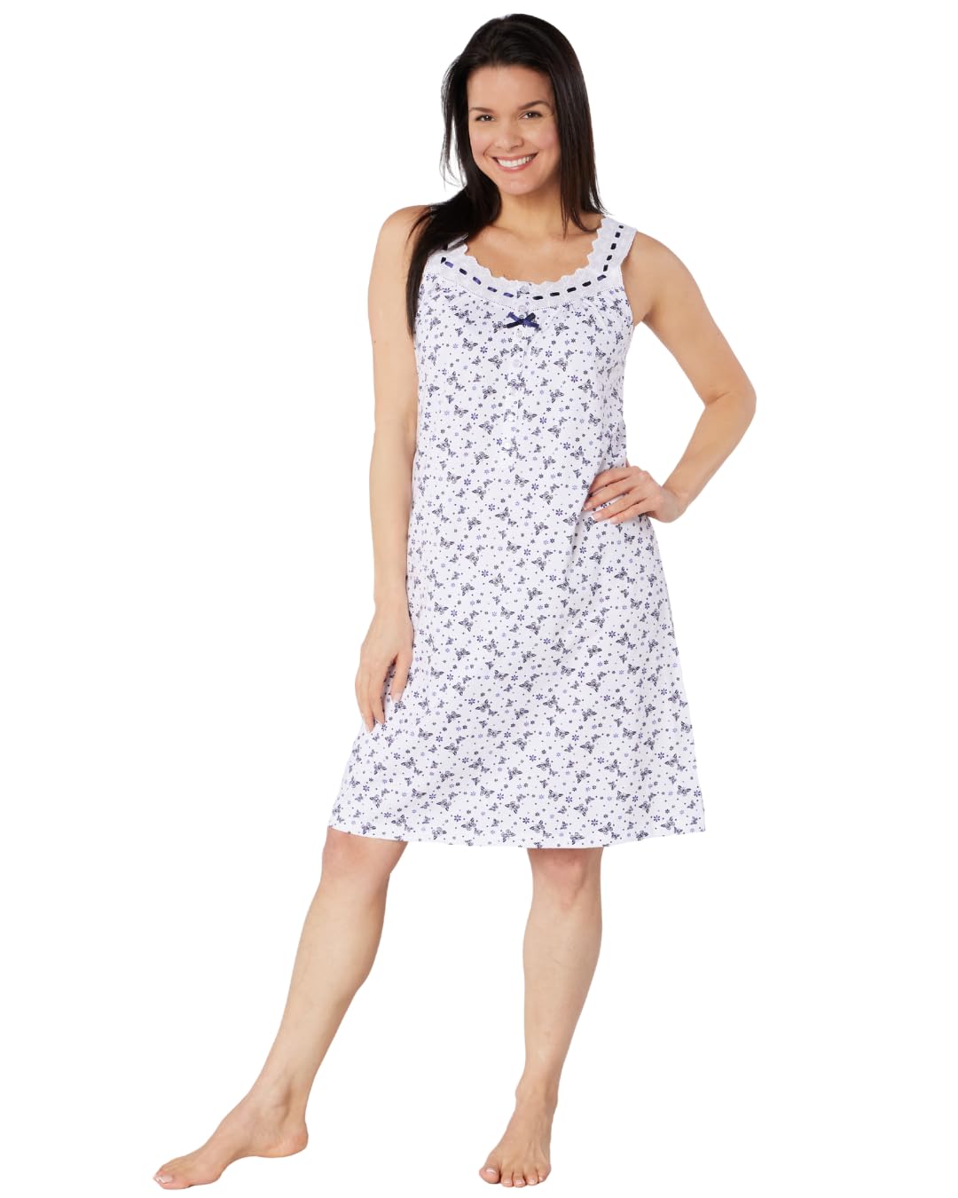 Suzy & Me Women's Navy 100% Cotton Jersey Strappy Nightdress (, 22-24)