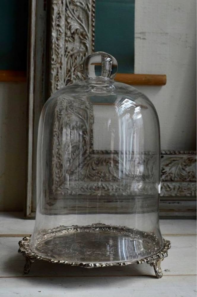 ＊訳あり イギリス アンティーク☆ガラスドームH25cmシルバープレート台座付き イギリス アンティーク☆ガラスドーム(H25cm)シルバープレート台座付き