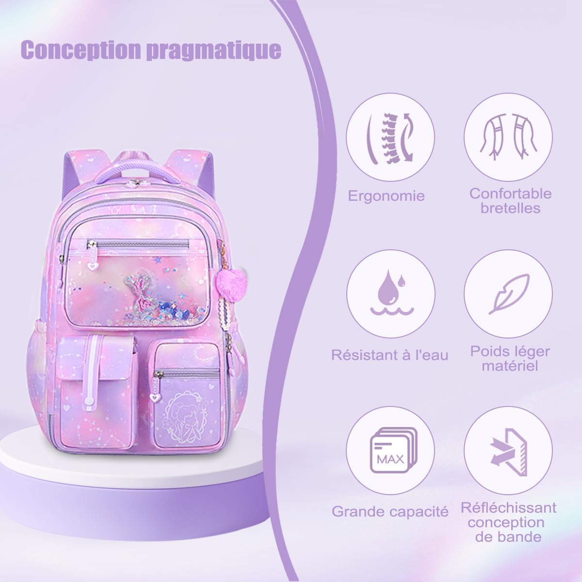 Smiggle カラフルハートリュック通園通学お出かけ用幼稚園リック子供用