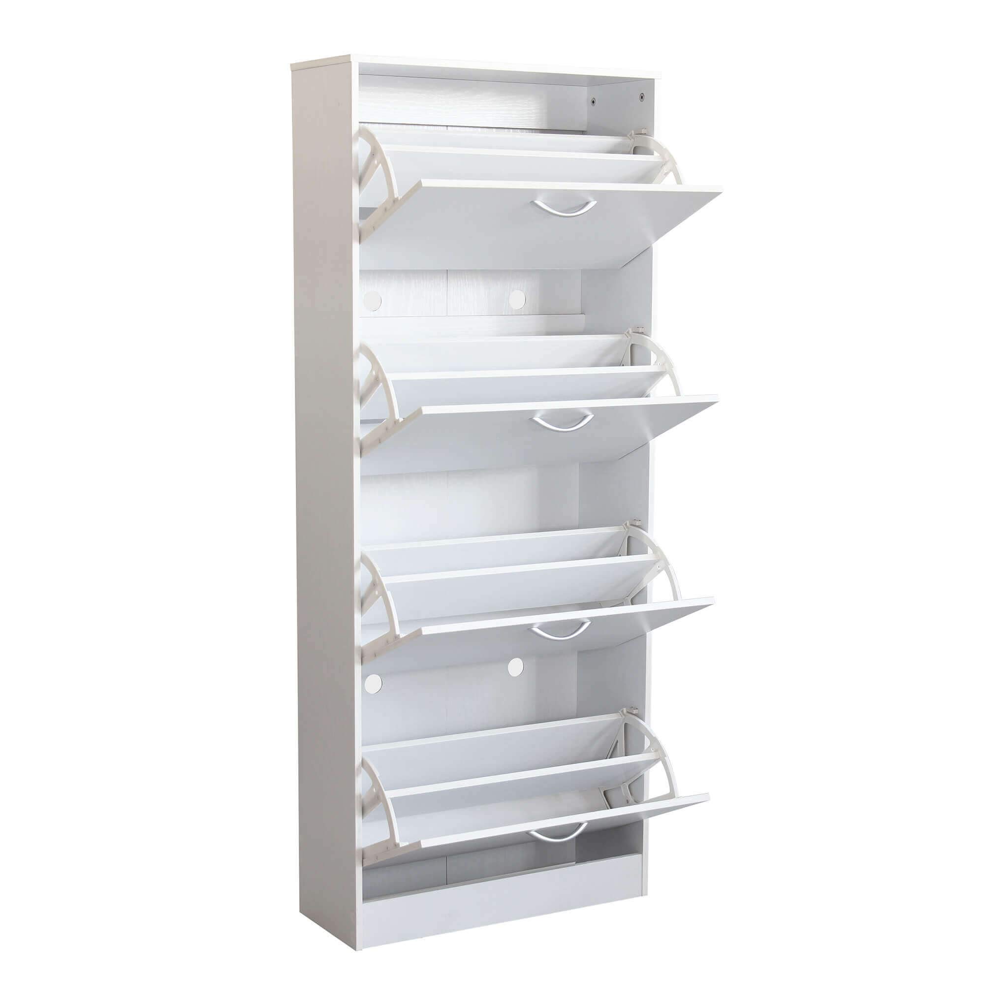 Scarpiera 4 Ante a Ribalta Modello LOLA, Bianco Opaco, 60x24x150 cm, Salvaspazio per Ingresso