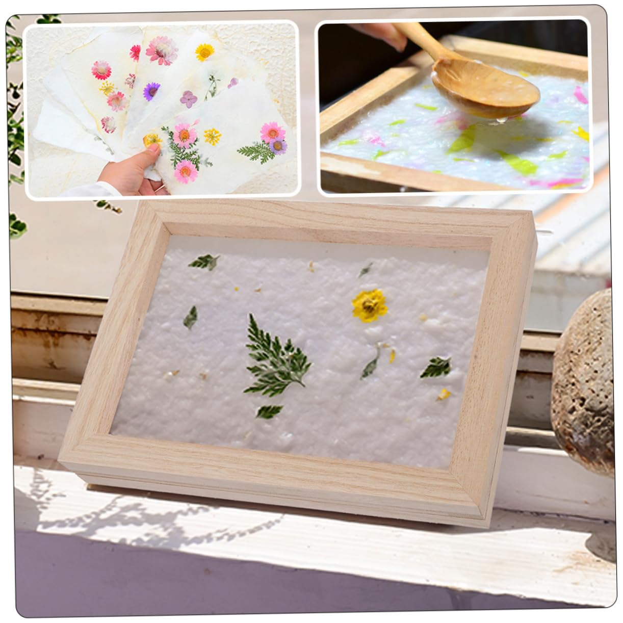 BELLIFFY 3pcs DIY Paper Craft Screen Kit Wooden Frame Paper Making Molds for Boys and Girls Kit