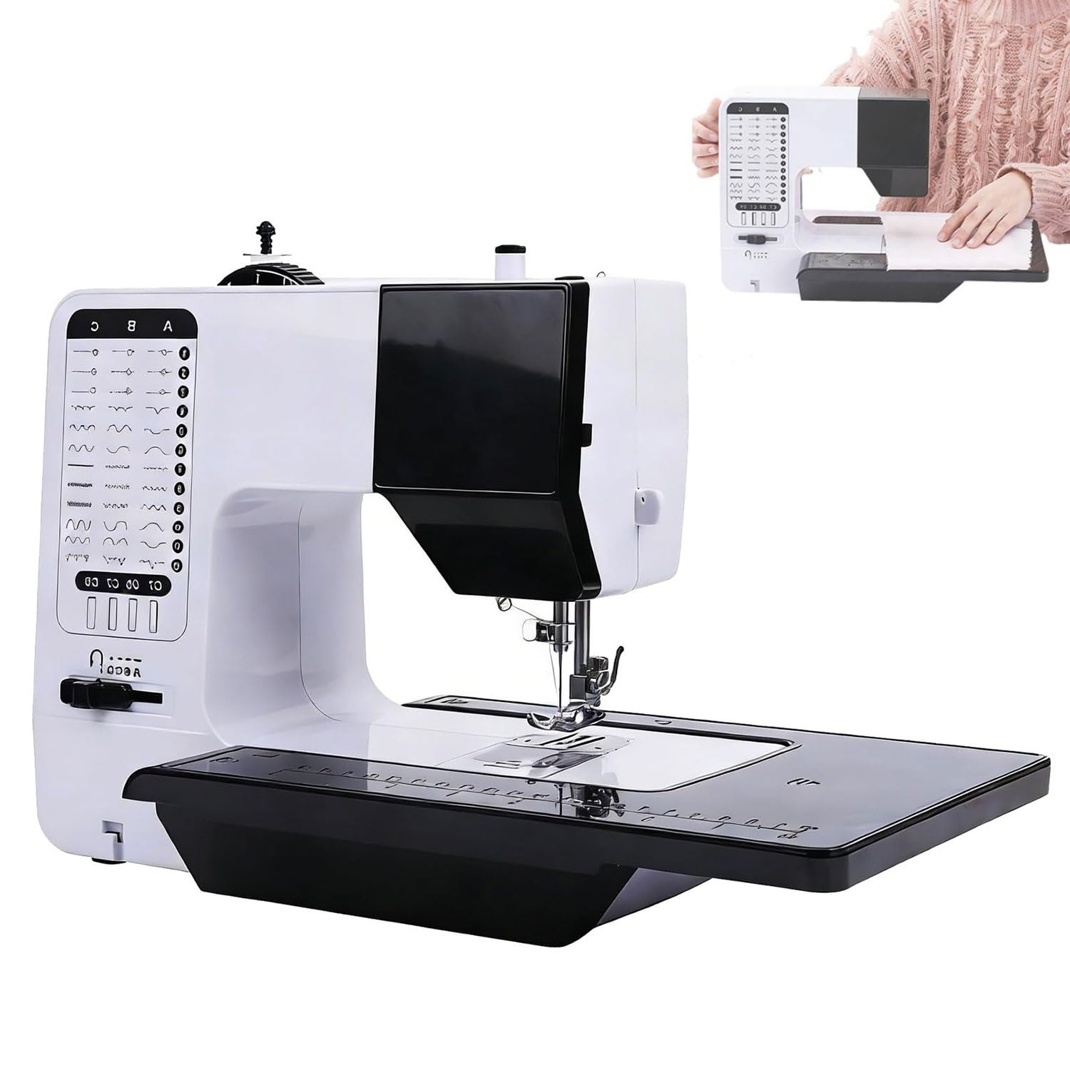 Machine à coudre industrielle 38 points avec table d'extension et veilleuse
