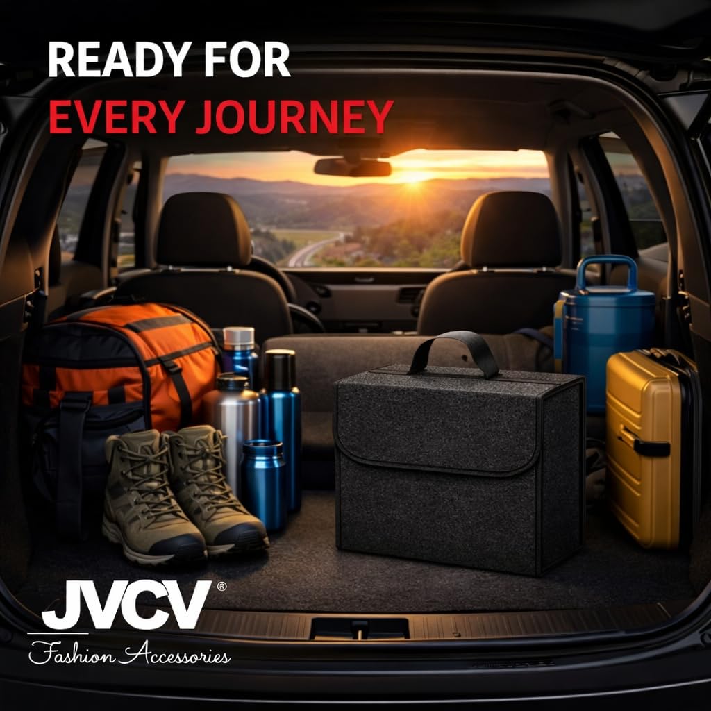 JVCV® Car Trunk Boot Organizer, Car Storage and Organizer Anti Slip Car Accessories Organizer for Car, Suv, Sedan, Truck, Minivan Anti Slip Bottom (Small). 4