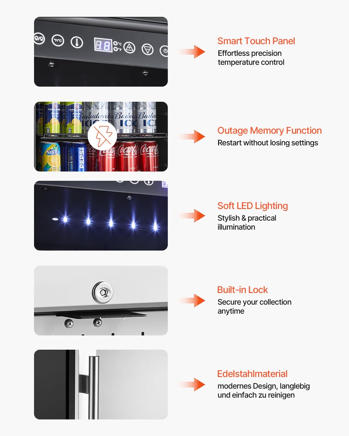 VEVOR Beverage Refrigerator Cooler, 154 Can Beverage Fridge, Mini Fridge with Glass Door, Adjustable Shelves, Digital Temperature Control, Built-in & Freestanding Soda Beer Fridge for Home Office Bar