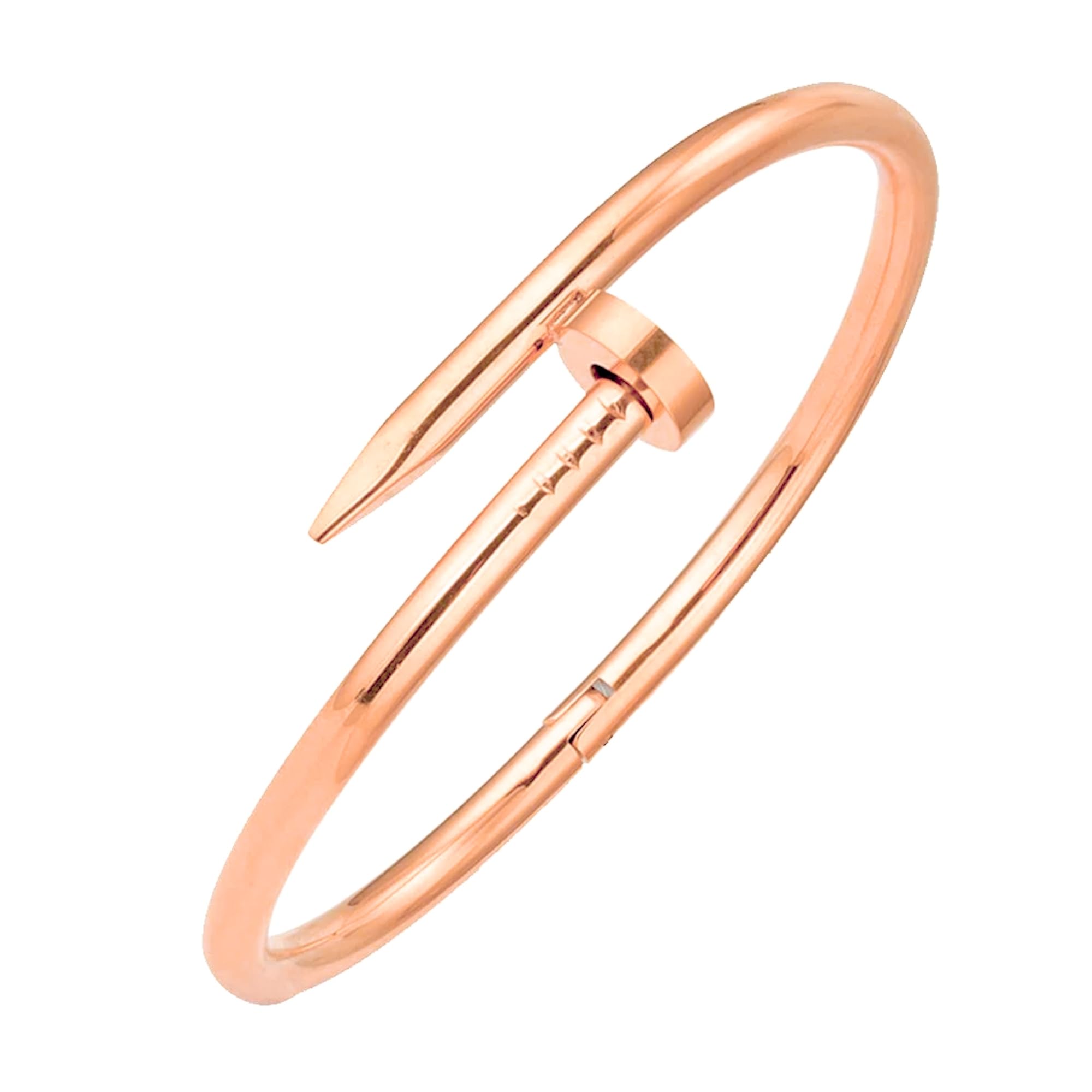 SALVE Sleek Stainless Steel Nail Rose Gold Bracelet for Women Stylish Cuff | Anti Tarnish Jewellery Aesthetic Bracelet for Girls, Minimal Jewellery Hand Accessories for Women (B0D457RSR9) Amazon Price History, Amazon Price Tracker